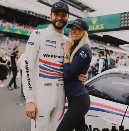 Copper Macneil with his girlfriend after winning a race.